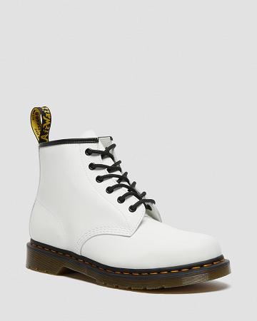 Dámské Kotníkové Boty Dr Martens 101 Yellow Stitch Smooth Læder Bílé | CZ 93BEX